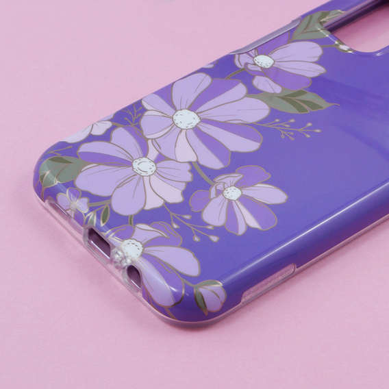 Etui do Samsung Galaxy A14 4G/5G, Suritch Full Body Flowers, fioletowe