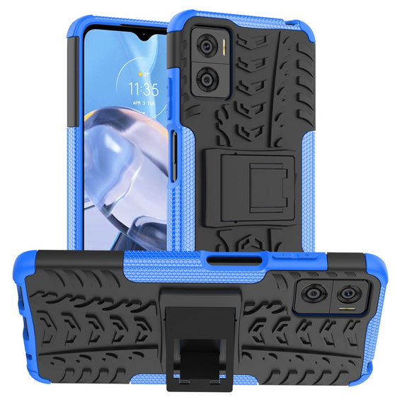 Etui do Motorola Moto E22 / E22i, Tire Armor, czarne / niebieskie