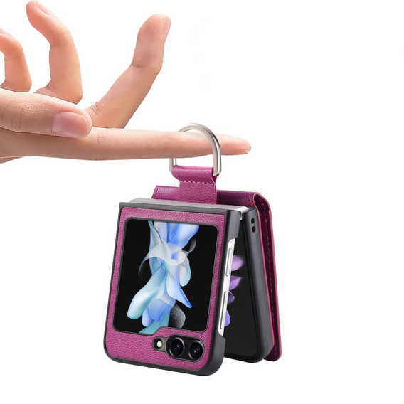 Etui do Samsung Galaxy Z Flip7 FE / Z Flip6, Card Slot Ring Case, fioletowe