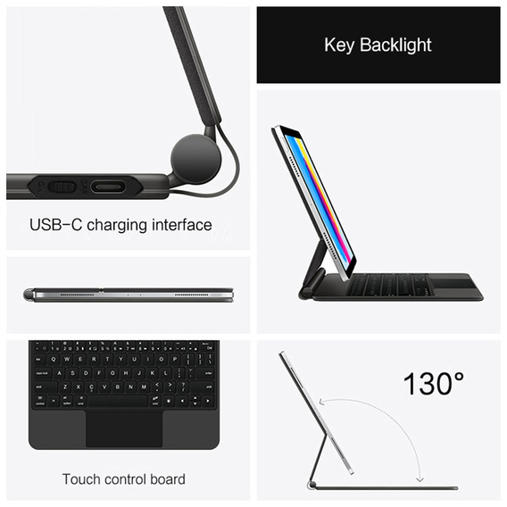 Etui z klawiaturą Bluetooth i touchpadem do iPad 11" 2025 A16 (11 gen.) / iPad 10.9" 2022 (10 gen.)