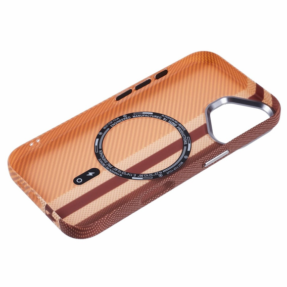Etui do iPhone 16, Carbon Fiber MagSafe, żółte