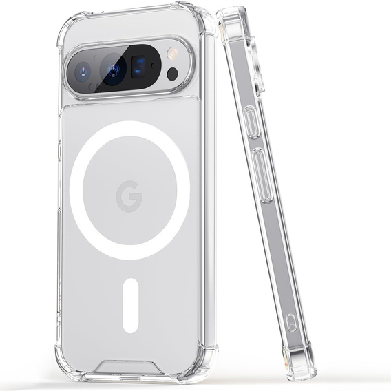 Etui do Google Pixel 9 / 9 Pro, ERBORD Dropproof MagSafe, przezroczyste + Szkło hartowane