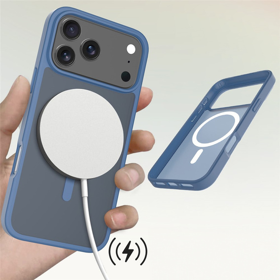 Etui Matt Case do iPhone 17 Pro Max, do MagSafe, półprzezroczyste niebieskie