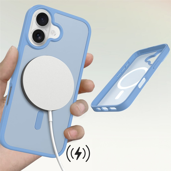 Etui Matt Case do iPhone 17, do MagSafe, półprzezroczyste niebieskie