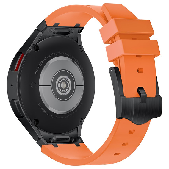 Pasek silikonowy do Samsung Galaxy Watch 4/5/6/7/FE 40/42/43/44/45/46/47mm, Pomarańczowy / czarna klamra