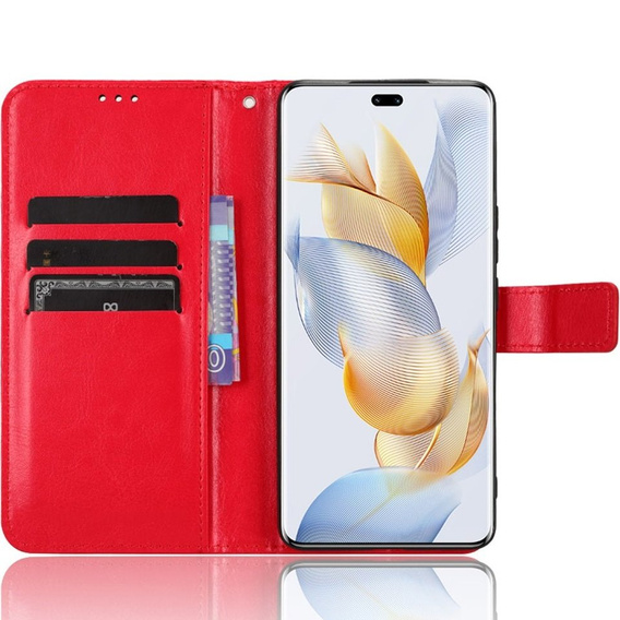 Etui z klapką do Honor 90, Crazy Horse Wallet, czerwone