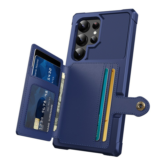 Etui do Samsung Galaxy S25 Ultra z kieszenią na karty – niebieskie