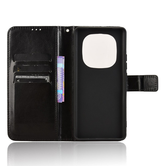 Etui z klapką do Xiaomi Redmi Note 14 Pro 5G / Xiaomi Poco X7 5G, Crazy Horse Wallet, czarne