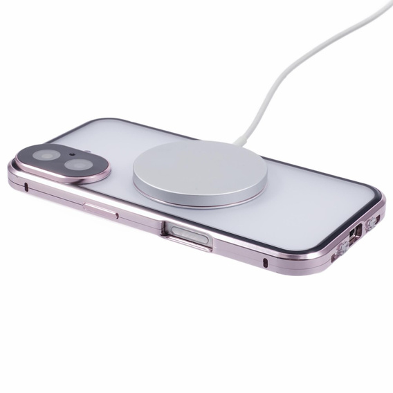 Etui Magnetic Dual Glass MagSafe do iPhone 16, różowe rose gold
