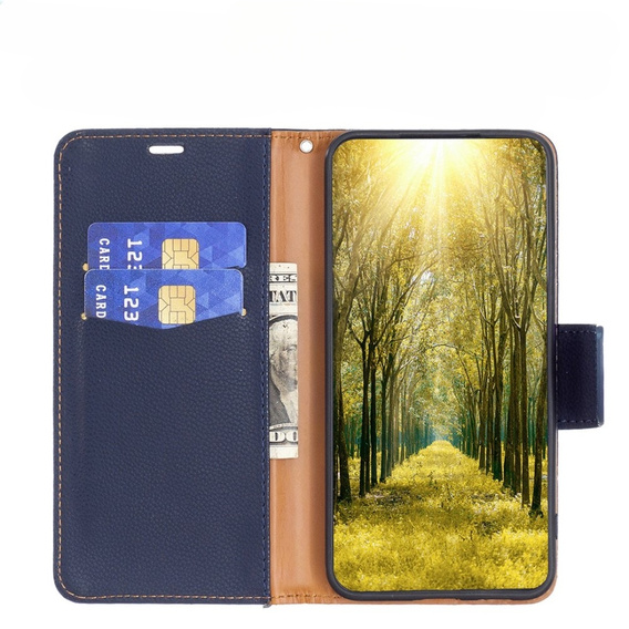 Etui z klapką do Samsung Galaxy A54 5G, Wallet Litchi Magnet, granatowe