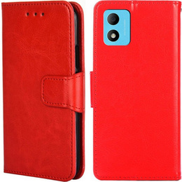 Etui z klapką do TCL 305i, PU Leather Wallet Case, czerwone