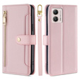 Etui z klapką do Motorola Moto G53 5G/ G23 4G/ G13 4G, Wallet Zipper Pocket, różowe