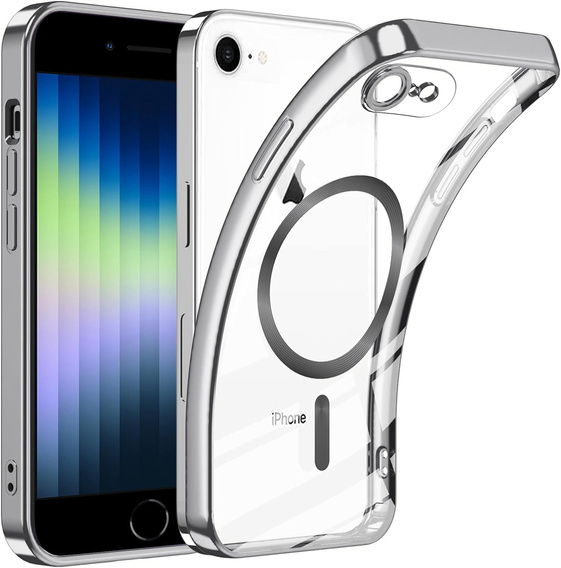 Etui do iPhone 7/8/SE 2020/SE 2022, Electro MagSafe, srebrne + Szkło na ekran