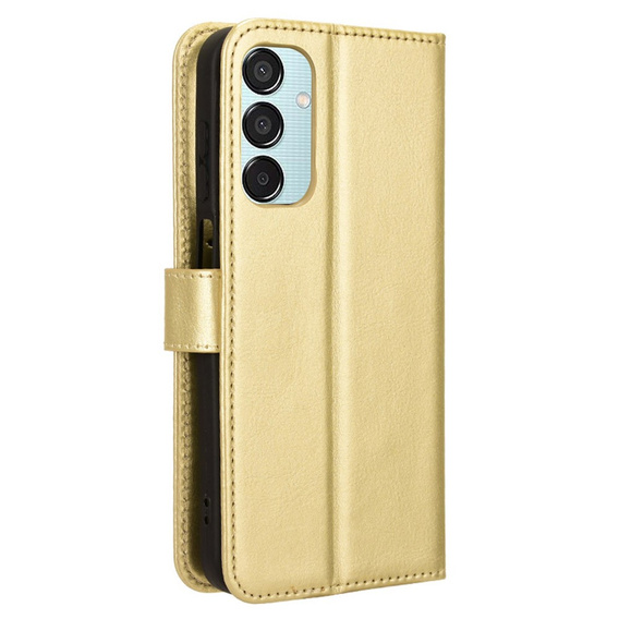Etui z klapką do Samsung Galaxy M35, Crazy Horse Wallet, złote