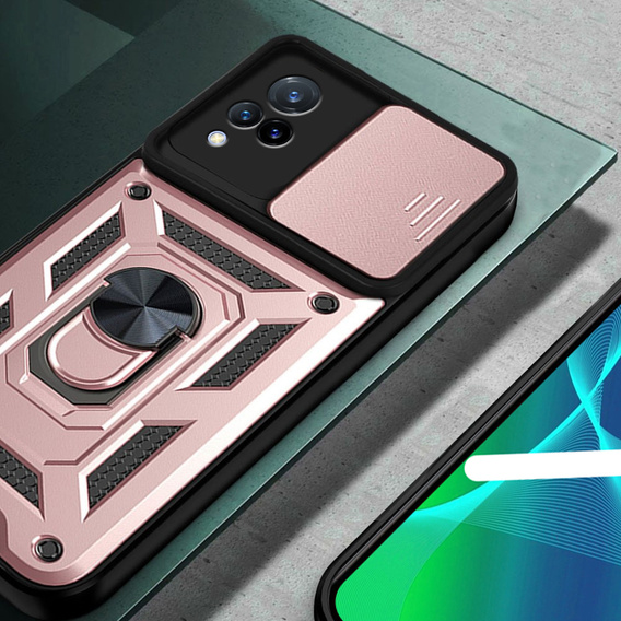 Etui pancerne do Vivo V21 5G, CamShield Slide, różowe rose gold