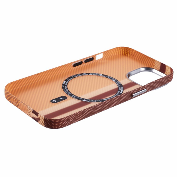 Etui do iPhone 14, Carbon Fiber MagSafe, żółte