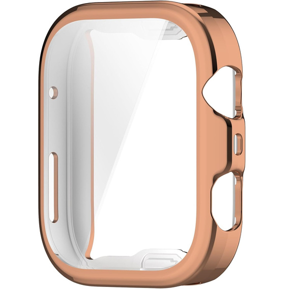 2w1 Etui silikonowe z osłoną ekranu do Huawei Watch Fit 4 Pro – lekka ochrona wyświetlacza i boków - różowo-złoty