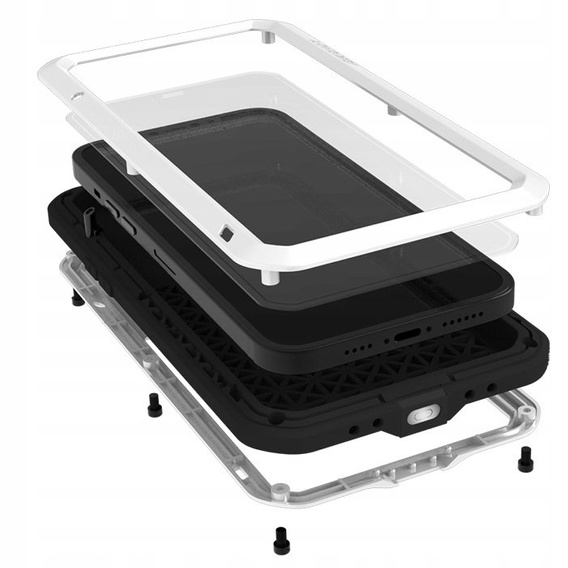 Etui Love Mei do iPhone 13 Mini, pancerne ze szkłem, srebrne