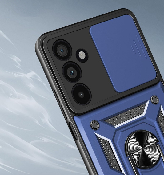 Etui pancerne do Samsung Galaxy A17 5G, z ochroną aparatu, z podstawką, niebieskie