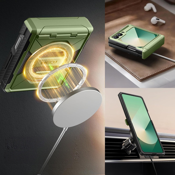 Etui Tongate MECH z MagSafe do Samsung Galaxy Z Flip7 FE / Z Flip6, zielone