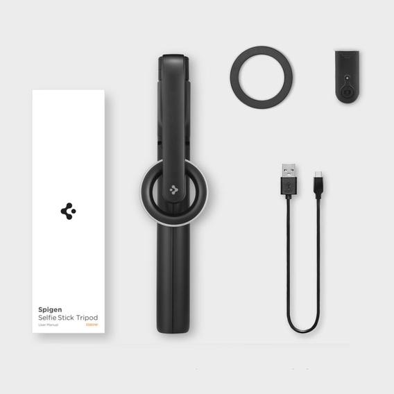 Spigen S580W MagSafe Bluetooth Kijek Selfie Stick Tripod, czarny