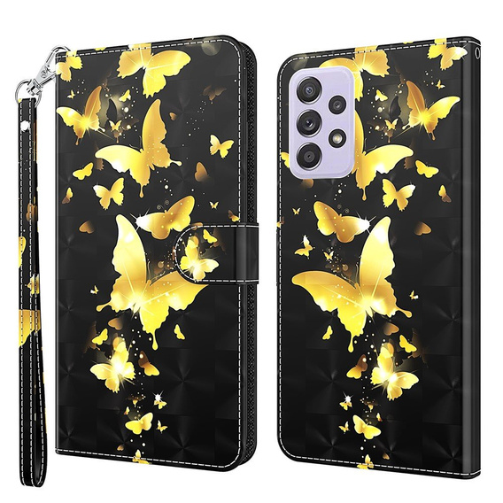 Etui Wallet do Samsung Galaxy A52 / A52s, Light spots, Gold Butterfly