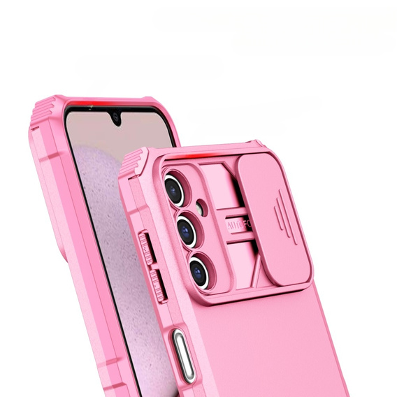 Etui pancerne do Samsung Galaxy A14 4G/5G, Camshield z podstawką, Różowe
