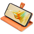 Etui z klapką do Oppo Reno8 T 4G, Wallet Zipper Pocket, pomarańczowe