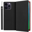 Etui z klapką do iPhone 14 Pro Max, Litchi Skin Grain, czarne