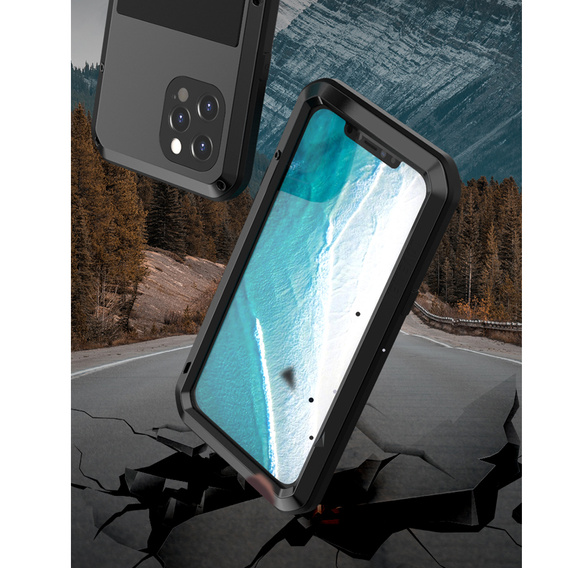 Etui Love Mei do iPhone 12 Pro Max, pancerne ze szkłem, czarne