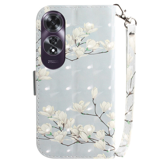 Etui z klapką do Oppo A60, Wallet, Magnolia Flowers szare
