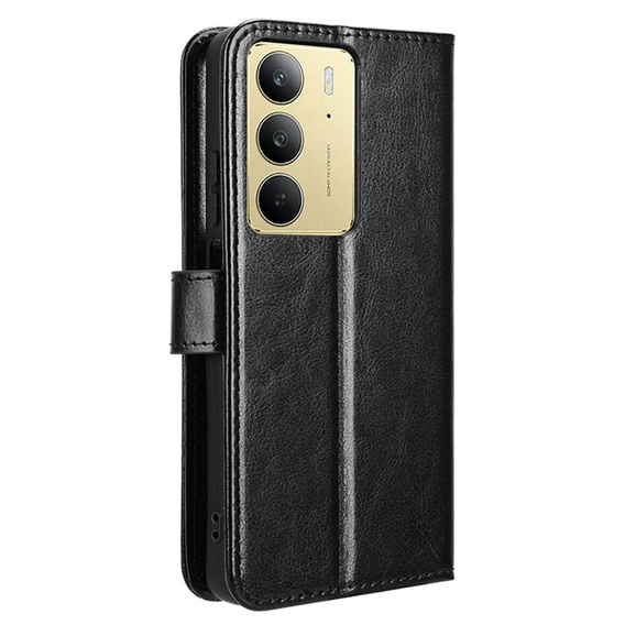 Etui z klapką do Realme 14X / Realme C75, Crazy Horse Wallet, czarne