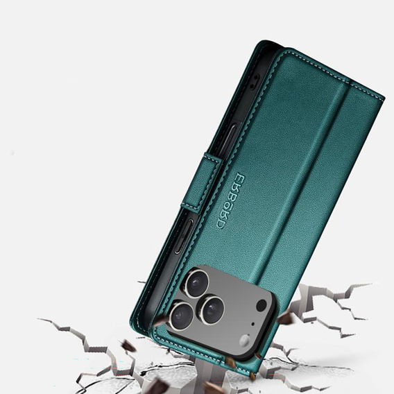 ERBORD Glossy Litchi – etui portfelowe z klapką do iPhone 17 Pro Max