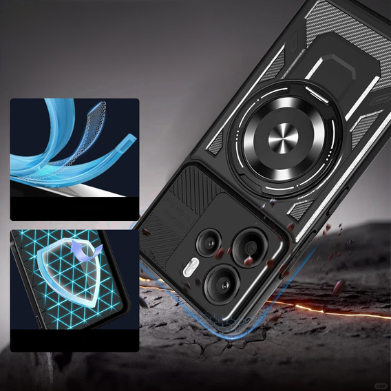 Etui Pancerne z Podstawką do Xiaomi Redmi Note 14 4G – Czarny