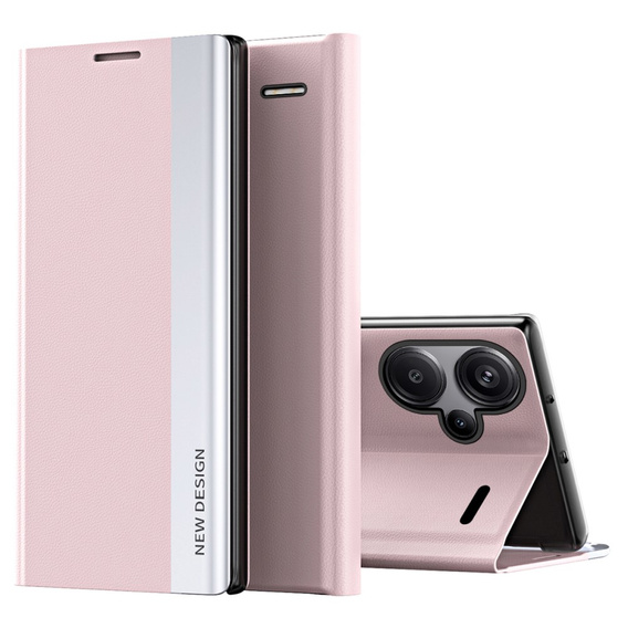 Etui z klapką do Xiaomi Redmi Note 13 Pro+, Side Magnetic, różowe
