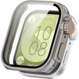 2w1 Etui + Szkło Hartowane do Huawei Watch Fit 3, Tytanowe/Pomarańczowe