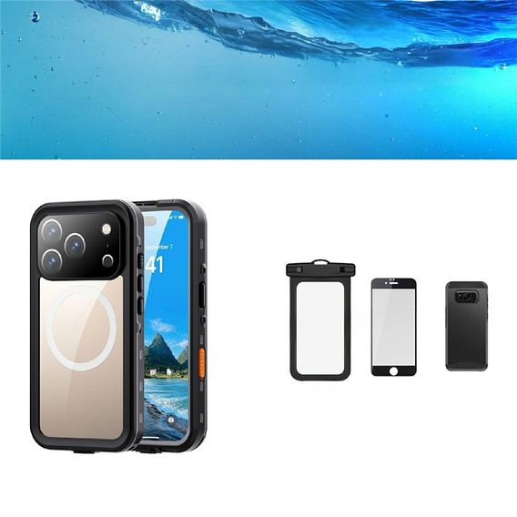 Etui do iPhone 17 Pro, Wodoodporne IP68, SHELLBOX MagSafe, czarne