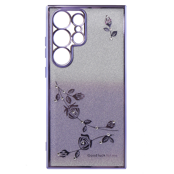 Etui do Samsung Galaxy S24 Ultra, Glitter Flower, fioletowe