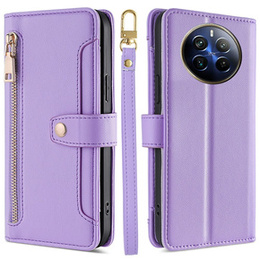 Etui z klapką do Realme 12 Pro 5G / 12 Pro+ 5G, Wallet Zipper Pocket, fioletowe