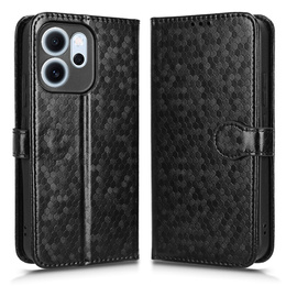 Etui z klapką do Oppo Reno 14F, Wallet Rhombus, czarne