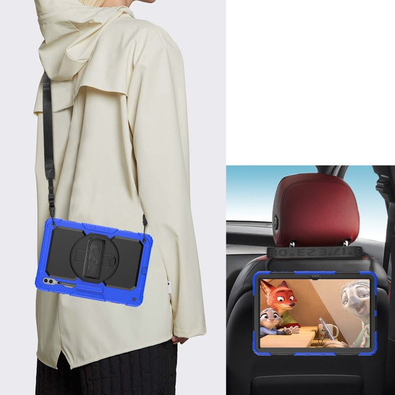 Etui pancerne do Samsung Galaxy Tab S9 Ultra, ochronne 360 z miejscem na rysik, Niebieskie / Czarne