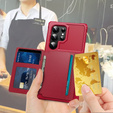 Etui do Samsung Galaxy S25 Ultra z kieszenią na karty – czerwone