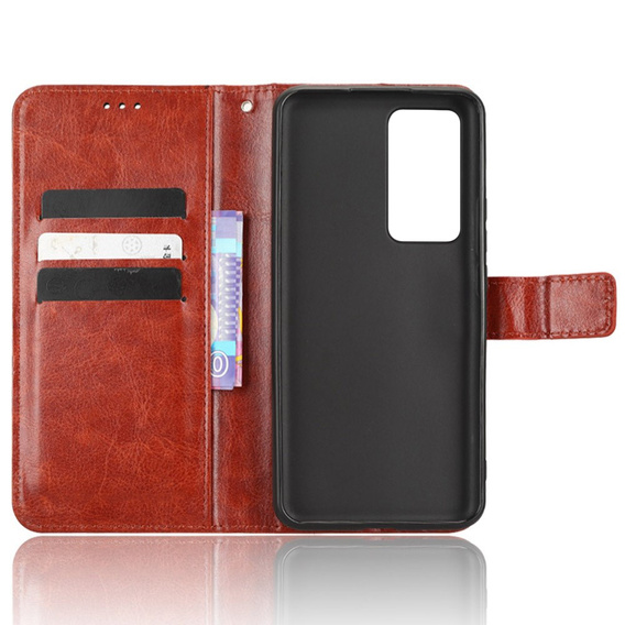 Etui z klapką do Xiaomi 12T / 12T Pro, Crazy Horse Wallet, brązowe