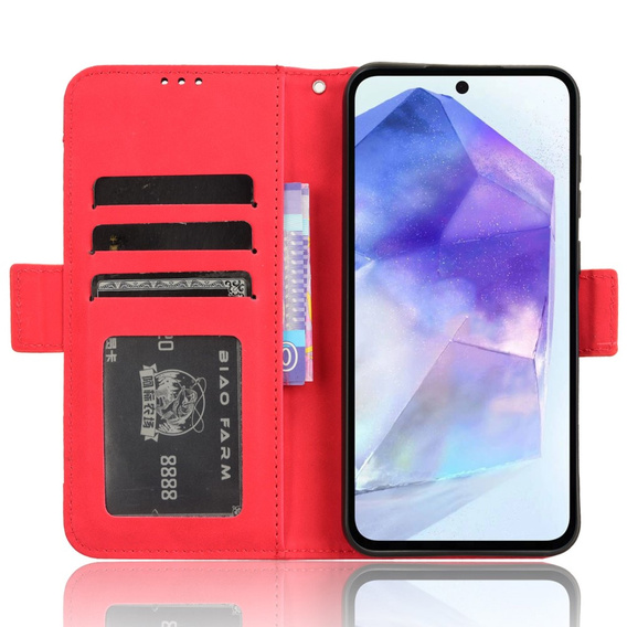 Etui z klapką do Samsung Galaxy A35 5G, Card Slot, czerwone