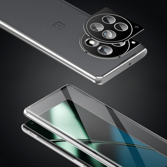 Etui do OnePlus 12 5G, Magnetic Dual Glass, srebrne