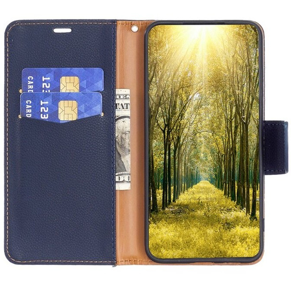 Etui z klapką do Xiaomi Redmi 13C / Poco C65, Wallet Litchi Leather, granatowe