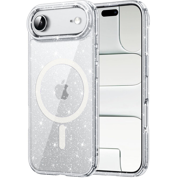 Etui do iPhone 17 Air, do MagSafe, brokat, transparentne
