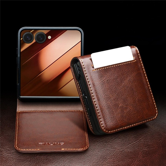 Skórzane etui portfelowe brązowe do Samsung Galaxy Z Flip7