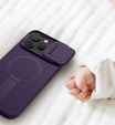 Magnetyczne etui ochronne SURITCH z osłoną aparatu i podstawką – do iPhone 16 Pro Max - fioletowe