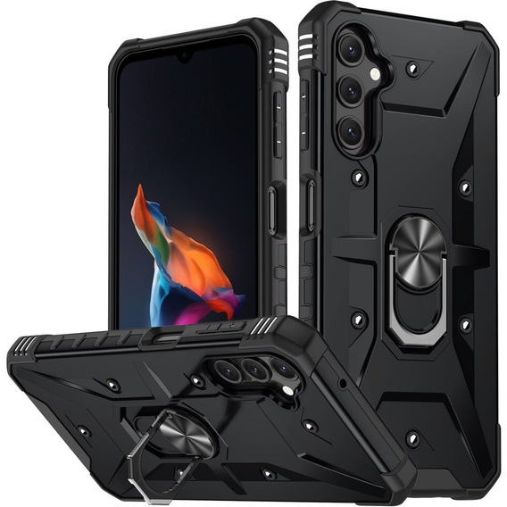 Etui pancerne do Samsung Galaxy A14 4G/5G, z ringiem, czarne